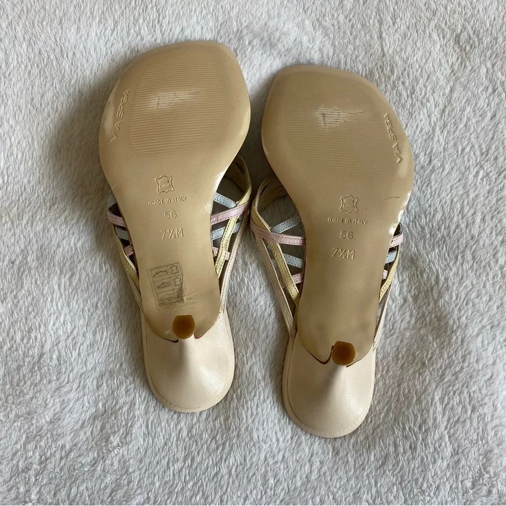 NEW Via Spiga Pastel Colors Kitten Heels Leather Sandals | 7 - Picture 7 of 11